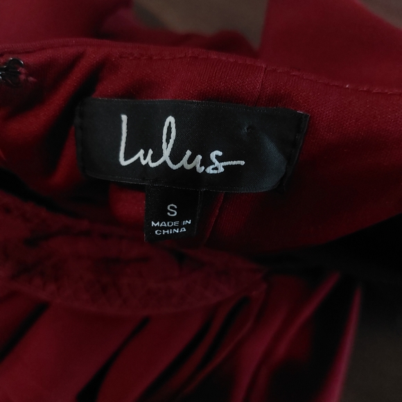 Lulu's Late Night Snack Wine Red Lace Backless Bodycon Event Dress Womens Small - Picture 12 of 14